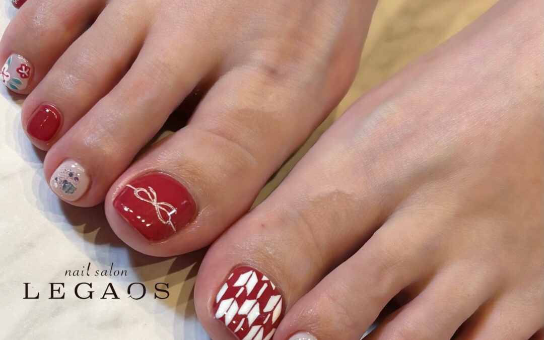 お正月フットネイル